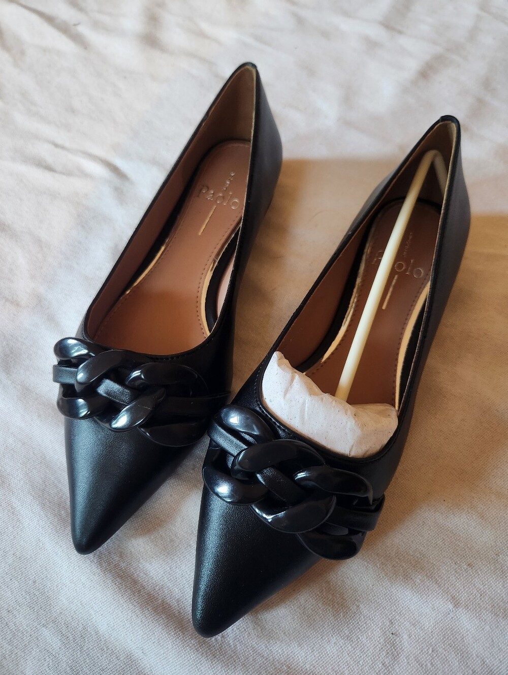 LINEA PAOLO Nora Black Napa Leather Pointed Toe Flat Ballet Dress Shoes Loafer 5